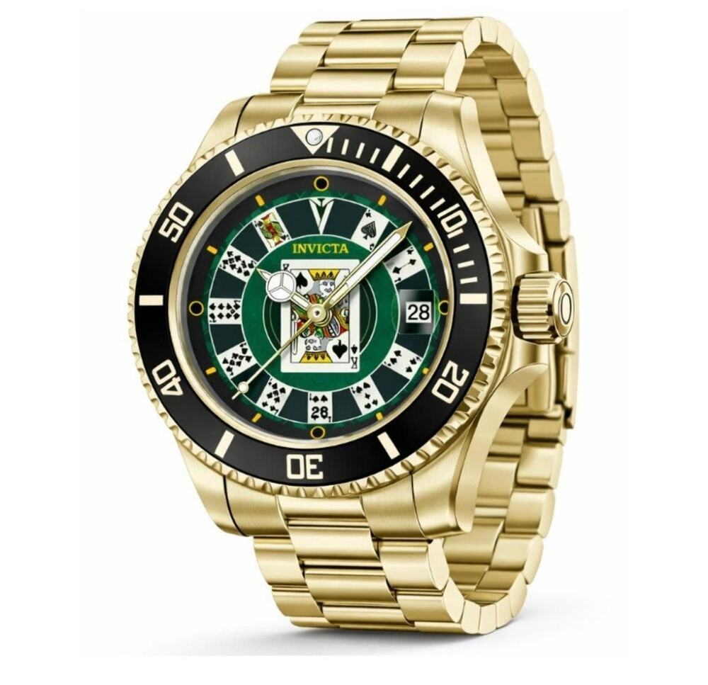 Invicta Pro Diver House of Cards Men’s Watch 40mm Gold New with Box